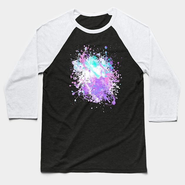 Abstract Vibrant Multicolor Brush Strokes and Splatters 7 Baseball T-Shirt by Cato99